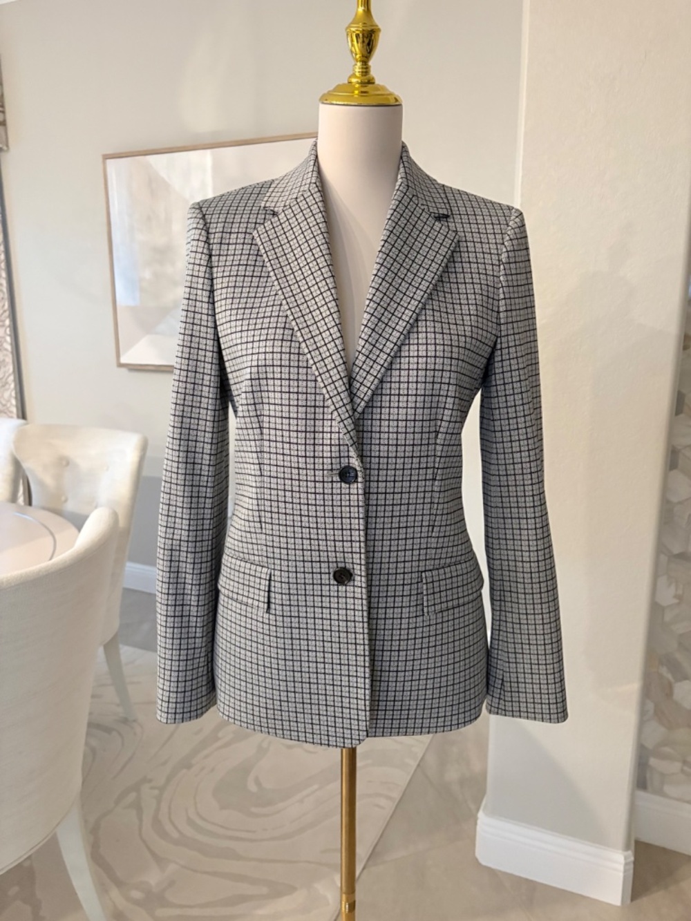 NWT Theory Fog Multi Contrast Grid Blazer - Picture 4 of 7